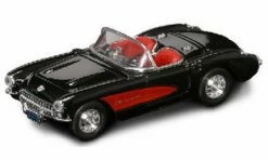 Lucky Road Signature 1957 Chevrolet Corvette Convertible, Black - Yatming 94209 - 1/43 Scale Diecast Model Toy Car