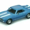 Lucky Road Signature 1967 Chevy Camaro Z28, Blue W/ Stripes - Yatming 94216 - 1/43 Scale Diecast Model Toy Car
