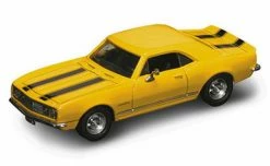 Lucky Road Signature 1967 Chevy Camaro Z28, Yellow W/ Stripes - Yatming 94216 - 1/43 Scale Diecast Model Toy Car