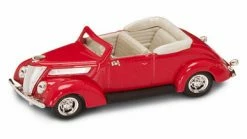 Lucky Road Signature 1937 Ford V8 Convertible, Red - Yatming 94230 - 1/43 Scale Diecast Model Toy Car