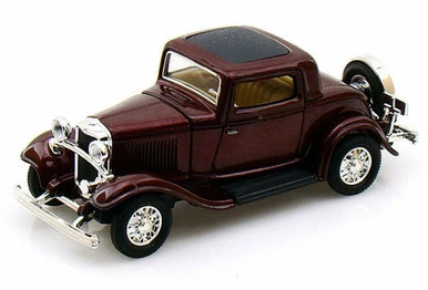Lucky Road Signature 1932 Ford 3-Window Coupe, Burgundy - Yatming 94231 - 1/43 Scale Diecast Model Toy Car