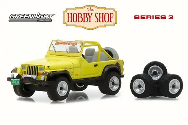 1991 Jeep Wrangler YJ W/ Wheel And Tire Set, Yellow - Greenlight 97030D/48 - 1/64 Scale Diecast Car