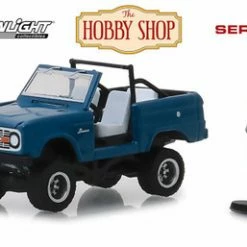 1967 Ford Bronco (Doors Removed) With Backpacker, Blue - Greenlight 97060B/48 - 1/64 Diecast Car