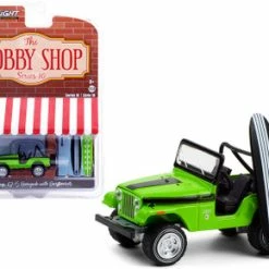 ModelToyCars 1971 Jeep CJ-5 Renegade With Surfboard, Big Bad Green - Greenlight 97100B/48 - 1/64 Diecast Car