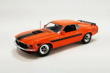1970 Ford Mustang Mach 1, Orange /Black Stripes - Acme A1801861 - 1/18 Scale Diecast Model Toy Car