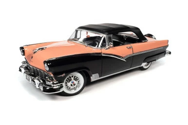 Auto World 1956 Ford Fairlane Sunliner Cnvrtbl Soft Top, Sunset Coral AMM1270 1/18 Scale Diecast Car