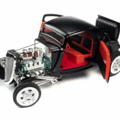 1934 Ford 3-Window Coupe "High Boy Hot Rod", Satin Black - Auto World AW292 - 1/18 Diecast Car