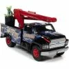 Acme 1990 Ford Utility Bucket Truck W/Rat Fink Figurine, Blue & Red - Auto World AW296, 1/34 Diecast Car