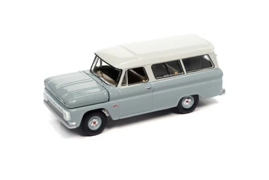 1966 Chevy Suburban, Gray - Auto World AWSP091/24A - 1/64 Scale Diecast Model Toy Car