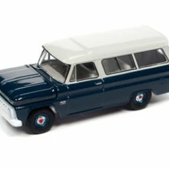 1966 Chevy Suburban, Dark Blue - Auto World AWSP091/24B - 1/64 Scale Diecast Model Toy Car