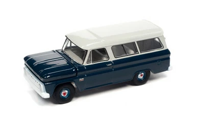 1966 Chevy Suburban, Dark Blue - Auto World AWSP091/24B - 1/64 Scale Diecast Model Toy Car