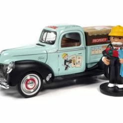 1940 Ford Property Management Truck W/Mr. Monopoly, Light Green - Auto World 1/18 Scale Diecast Car