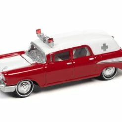 ModelToyCars 1957 Chevy Ambulance, Kosmos Red And White - Johnny Lightning JLSP130/24 - 1/64 Scale Diecast Car