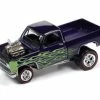 1981 Chevy Silverado 10 Fleetside, Purple Grape Metallic With Lime Flames - Johnny Lightning JLSP178/24A - 1/64 Scale Diecast Model Toy Car