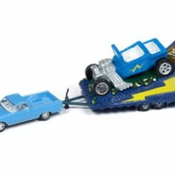 Johnny Lightning 1965 Chevy El Camino With Parade Float, Mist Blue Metallic - Round 2 JLTG001/36A - 1/64 Diecast Car