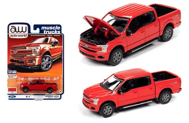 2019 Ford F-150 Lariat, Red - Auto World AWSP041/24B - 1/64 Scale Diecast Model Toy Car
