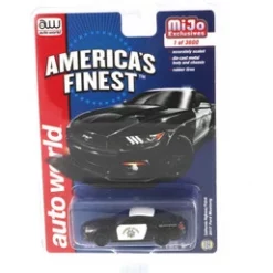 2017 Ford Mustang GT, Black With White - Auto World CP7475-24 - 1/64 Scale Diecast Model Toy Car