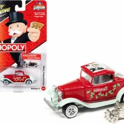 1932 Ford Hi-Boy Coupe With Game Token, Monopoly - Johnny Lightning JLSP213 1/64 Scale Diecast Car