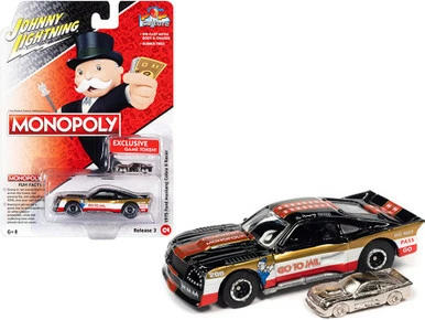 1975 Ford Mustang Cobra II Racer W/ Game Token, Monopoly, Johnny Lightning JLSP214 1/64 Diecast Car