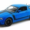 Shelby Collectibles 2013 Ford Mustang Boss 302, Blue W/ Black Stripes - Shelby SC450 - 1/18 Scale Diecast Model Toy Car