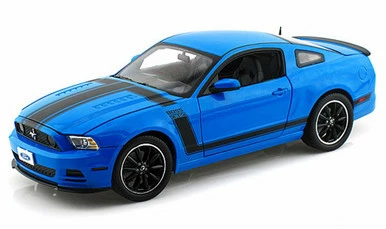 Shelby Collectibles 2013 Ford Mustang Boss 302, Blue W/ Black Stripes - Shelby SC450 - 1/18 Scale Diecast Model Toy Car